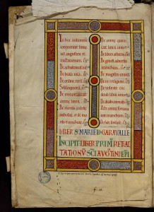 Origène, Homélies, ms. 434, f. 1 ; Augustin, Opuscules, ms. 40 t. 1 Opuscula, t. 1 