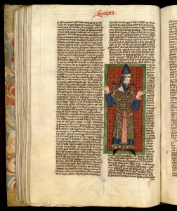 Sermons sur le Cantique des Cantique de saint Bernard Ms. 45, t. 1, f. 2 ; Postilles de Nicolas de Lyre Ms 400 f. 67v 