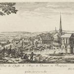 Vue de Clairvaux par Israël Silvestre, imprimée par Israël Henriet. La bibliothèque, avec ses grandes baies vitrées, est visible à gauche du bâtiment imposant qu’est l’abbatiale. MGT, gravure 142-10