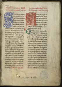 Manuscrit de l’exemplaire de l’édition claravallienne des œuvres de saint Bernard, milieu du XIIe siècle. MGT, ms. 426, f. 1. 