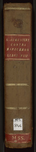 Demi-reliure en cuir et carton, d’inspiration classique, du début du XIXe siècle. MGT, ms. 846, dos.