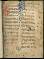 Copie du XIIe siècle du manuscrit 426 de l’édition claravallienne des œuvres de saint Bernard. Ce manuscrit a appartenu à Mores, abbaye fille de Clairvaux. MGT, ms. 799, f. 1