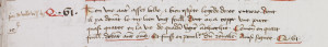 Mention de prêt du document coté Q 61 au prieur du Val-des-Vignes, ajoutée en marge du catalogue de 1472. 